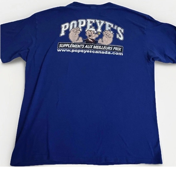 Popeye Gun Show Mens T Shirt Blue Size XL Lightweight Large Graphic Bold Design - Picture 2 of 7